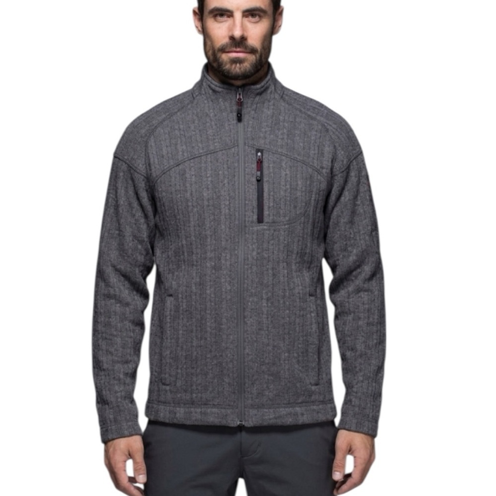 lululemon In The Mix Full Zip Jacket Sweater Cable Knit Fleece Performance Tech
